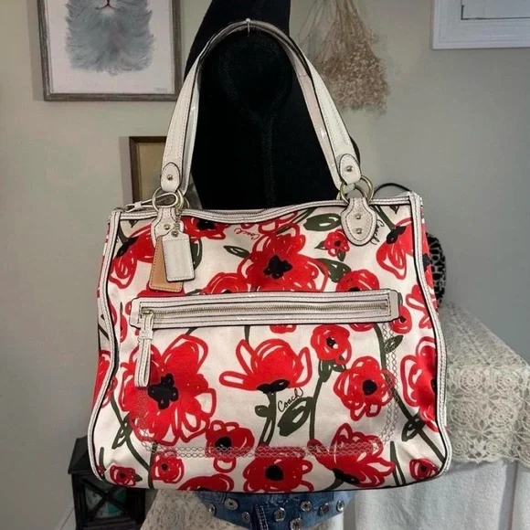 Coach Poppy Red Floral Women's Bag - Picture 1 of 8